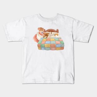 Anthropomorphic Mouse Tucking the Toys into Bed Kids T-Shirt